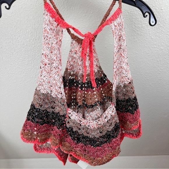 ANTHROPOLOGIE Crocheted Halter Top. Size Large. Orange,brown,black zigza… - Picture 7 of 8